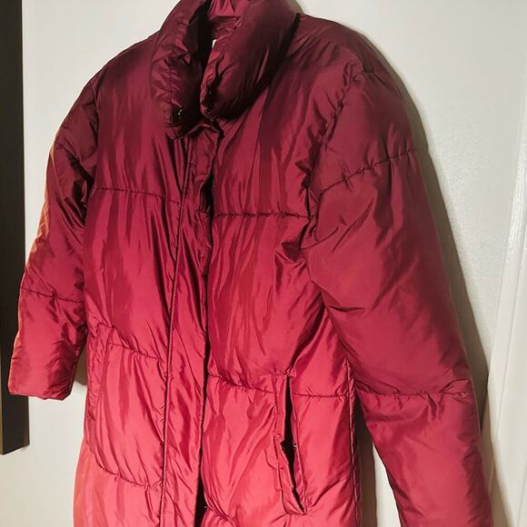 Busayo Collective Ombré Wine Pink Purple Parka Puffer Trench Jacket size XS - Picture 7 of 15
